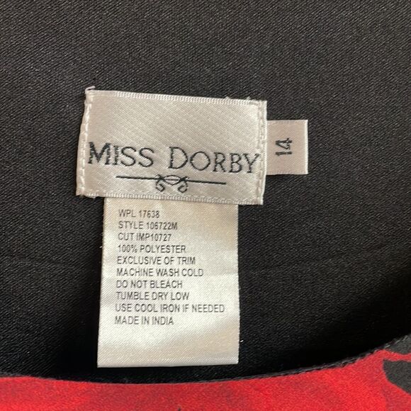 Miss Dorby Black and Red Floral Maxi Long Dress, Size 14 - Picture 7 of 7